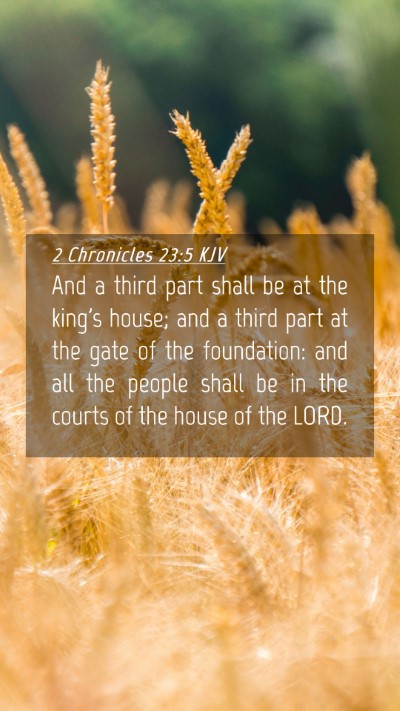 Picture 04 - 2 Chronicles 23:5 KJV Mobile Phone Wallpaper - And a third part shall be at the king's house; - Mobile Bible Verse Wallpaper