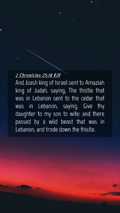 Picture 04 - 2 Chronicles 25:18 KJV Mobile Phone Wallpaper - And Joash king of Israel sent to Amaziah king of - Mobile Bible Verse Wallpaper