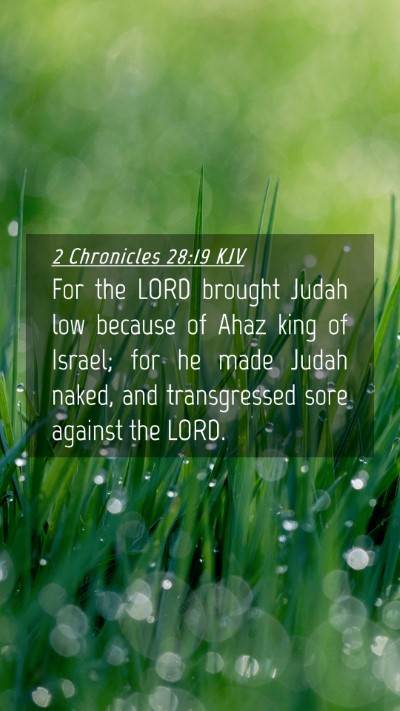 Picture 04 - 2 Chronicles 28:19 KJV Mobile Phone Wallpaper - For the LORD brought Judah low because of Ahaz - Mobile Bible Verse Wallpaper