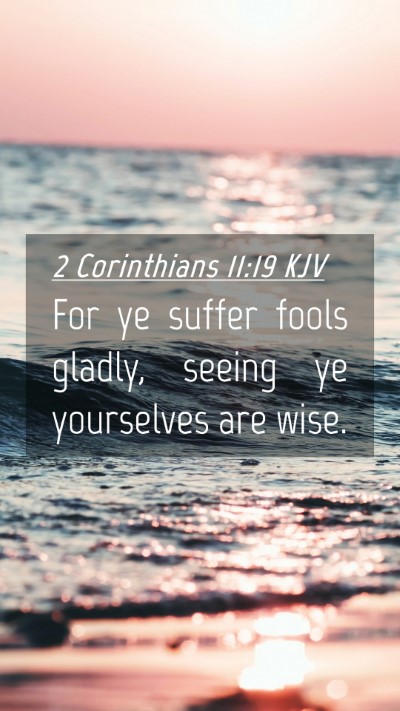 Picture 04 - 2 Corinthians 11:19 KJV Mobile Phone Wallpaper - For ye suffer fools gladly, seeing ye yourselves - Mobile Bible Verse Wallpaper
