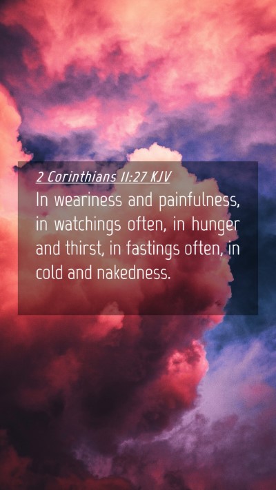 Picture 04 - 2 Corinthians 11:27 KJV Mobile Phone Wallpaper - In weariness and painfulness, in watchings often, - Mobile Bible Verse Wallpaper