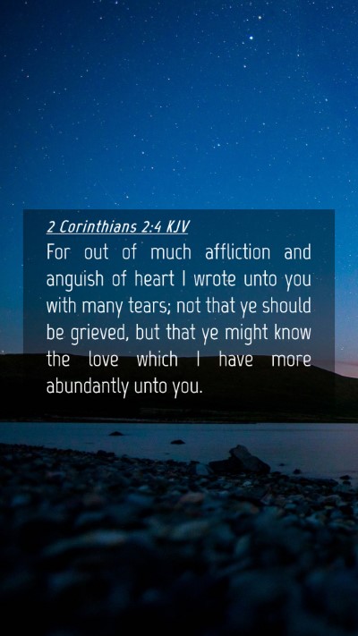 Picture 04 - 2 Corinthians 2:4 KJV Mobile Phone Wallpaper - For out of much affliction and anguish of heart I - Mobile Bible Verse Wallpaper