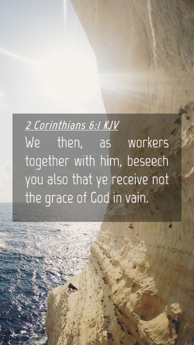 Picture 04 - 2 Corinthians 6:1 KJV Mobile Phone Wallpaper - We then, as workers together with him, beseech - Mobile Bible Verse Wallpaper