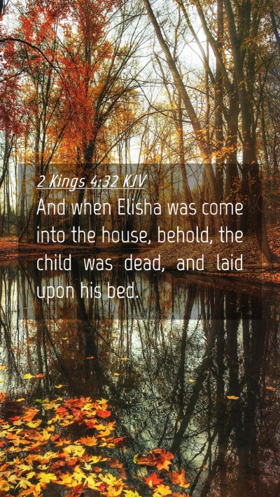 Picture 04 - 2 Kings 4:32 KJV Mobile Phone Wallpaper - And when Elisha was come into the house, behold, - Mobile Bible Verse Wallpaper