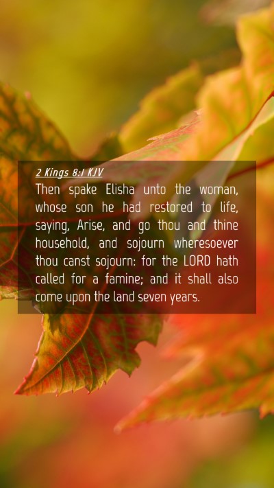 Picture 04 - 2 Kings 8:1 KJV Mobile Phone Wallpaper - Then spake Elisha unto the woman, whose son he - Mobile Bible Verse Wallpaper