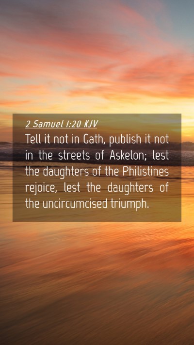 Picture 04 - 2 Samuel 1:20 KJV Mobile Phone Wallpaper - Tell it not in Gath, publish it not in the - Mobile Bible Verse Wallpaper