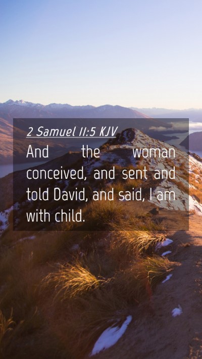 Picture 04 - 2 Samuel 11:5 KJV Mobile Phone Wallpaper - And the woman conceived, and sent and told David, - Mobile Bible Verse Wallpaper