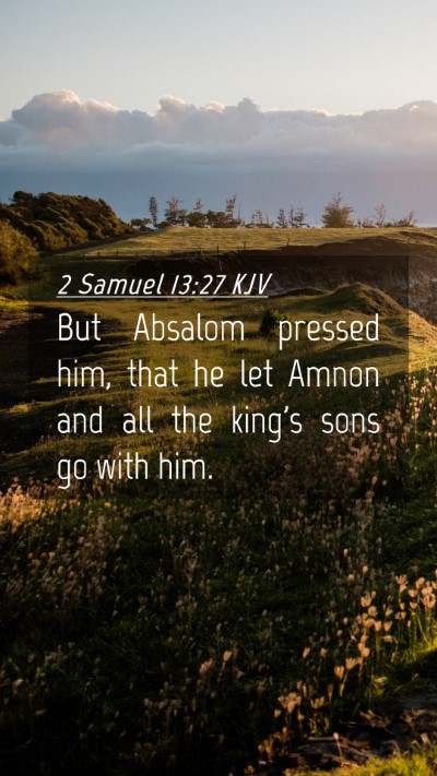 Picture 04 - 2 Samuel 13:27 KJV Mobile Phone Wallpaper - But Absalom pressed him, that he let Amnon and - Mobile Bible Verse Wallpaper