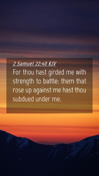 Picture 04 - 2 Samuel 22:40 KJV Mobile Phone Wallpaper - For thou hast girded me with strength to battle: - Mobile Bible Verse Wallpaper