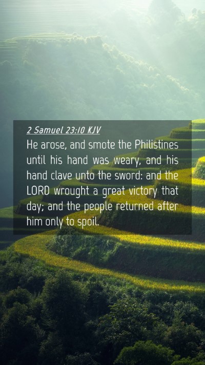 Picture 04 - 2 Samuel 23:10 KJV Mobile Phone Wallpaper - He arose, and smote the Philistines until his - Mobile Bible Verse Wallpaper