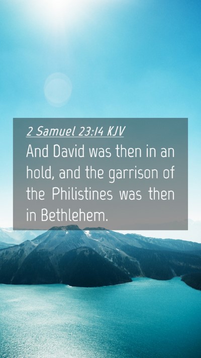 Picture 04 - 2 Samuel 23:14 KJV Mobile Phone Wallpaper - And David was then in an hold, and the garrison - Mobile Bible Verse Wallpaper
