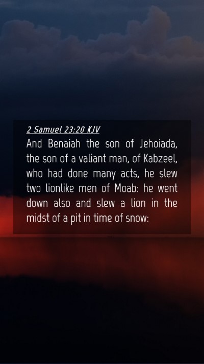 Picture 04 - 2 Samuel 23:20 KJV Mobile Phone Wallpaper - And Benaiah the son of Jehoiada, the son of a - Mobile Bible Verse Wallpaper