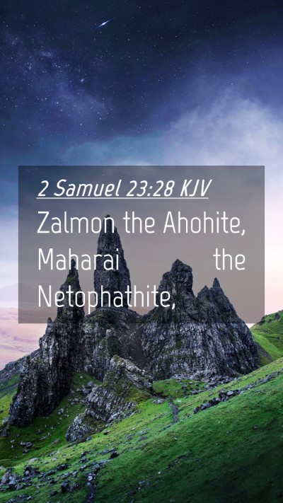 Picture 04 - 2 Samuel 23:28 KJV Mobile Phone Wallpaper - Zalmon the Ahohite, Maharai the - Mobile Bible Verse Wallpaper