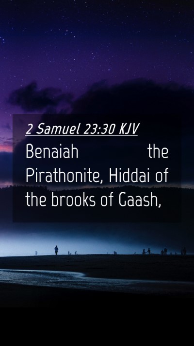 Picture 04 - 2 Samuel 23:30 KJV Mobile Phone Wallpaper - Benaiah the Pirathonite, Hiddai of the brooks of - Mobile Bible Verse Wallpaper