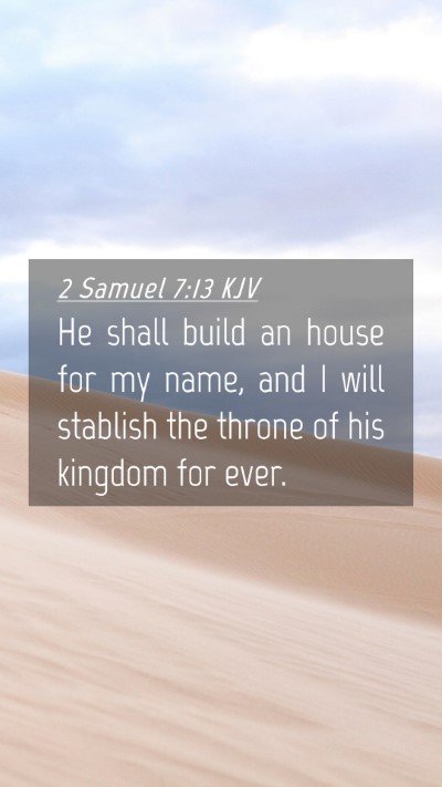 Picture 04 - 2 Samuel 7:13 KJV Mobile Phone Wallpaper - He shall build an house for my name, and I will - Mobile Bible Verse Wallpaper