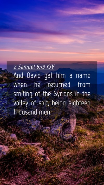 Picture 04 - 2 Samuel 8:13 KJV Mobile Phone Wallpaper - And David gat him a name when he returned from - Mobile Bible Verse Wallpaper