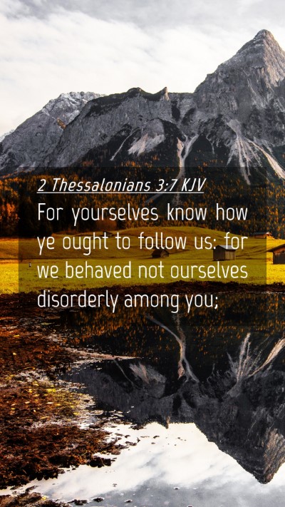 Picture 04 - 2 Thessalonians 3:7 KJV Mobile Phone Wallpaper - For yourselves know how ye ought to follow us: - Mobile Bible Verse Wallpaper