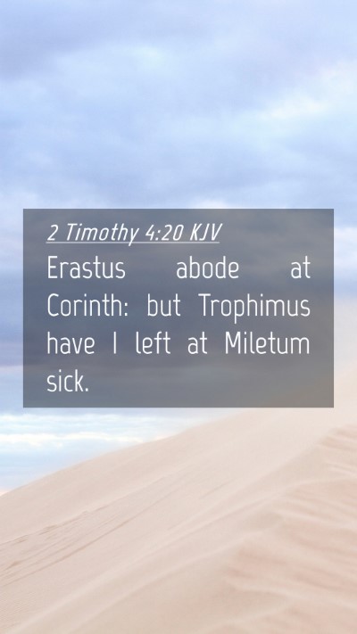 Picture 04 - 2 Timothy 4:20 KJV Mobile Phone Wallpaper - Erastus abode at Corinth: but Trophimus have I - Mobile Bible Verse Wallpaper