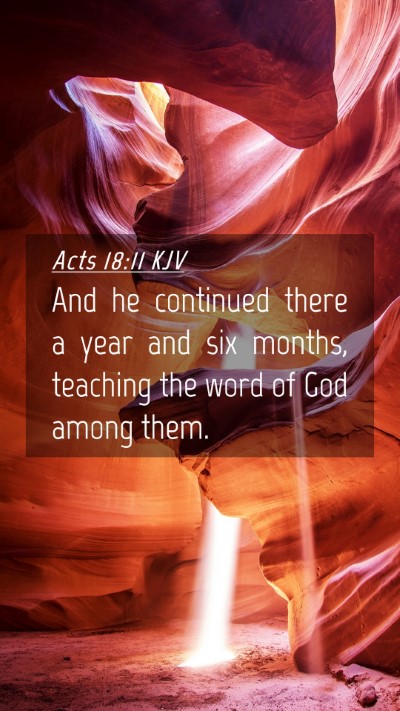 Picture 04 - Acts 18:11 KJV Mobile Phone Wallpaper - And he continued there a year and six months, - Mobile Bible Verse Wallpaper
