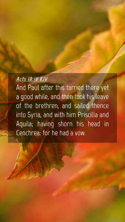 Picture 04 - Acts 18:18 KJV Mobile Phone Wallpaper - And Paul after this tarried there yet a good - Mobile Bible Verse Wallpaper