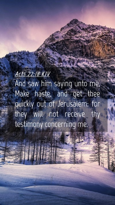 Picture 04 - Acts 22:18 KJV Mobile Phone Wallpaper - And saw him saying unto me, Make haste, and get - Mobile Bible Verse Wallpaper