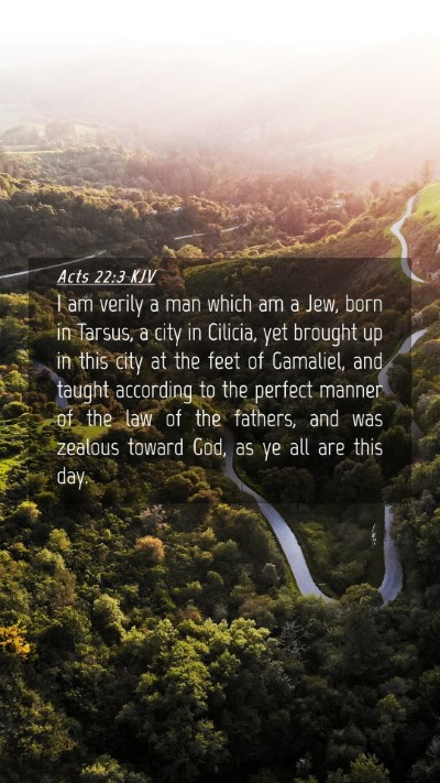 Picture 04 - Acts 22:3 KJV Mobile Phone Wallpaper - I am verily a man which am a Jew, born in Tarsus, - Mobile Bible Verse Wallpaper
