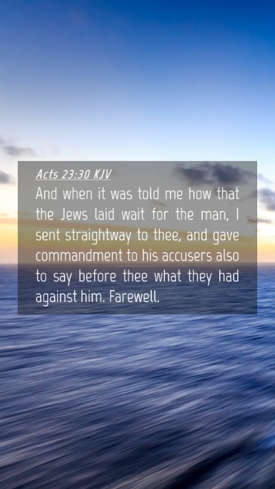 Picture 04 - Acts 23:30 KJV Mobile Phone Wallpaper - And when it was told me how that the Jews laid - Mobile Bible Verse Wallpaper