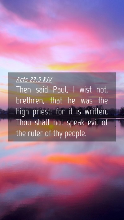 Picture 04 - Acts 23:5 KJV Mobile Phone Wallpaper - Then said Paul, I wist not, brethren, that he was - Mobile Bible Verse Wallpaper