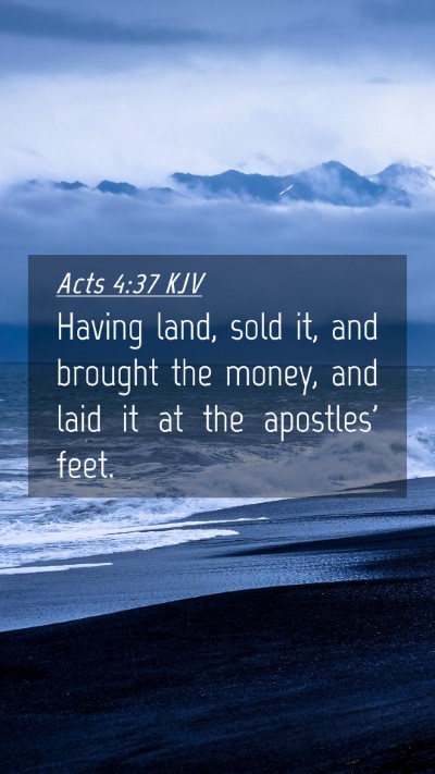 Picture 04 - Acts 4:37 KJV Mobile Phone Wallpaper - Having land, sold it, and brought the money, and - Mobile Bible Verse Wallpaper