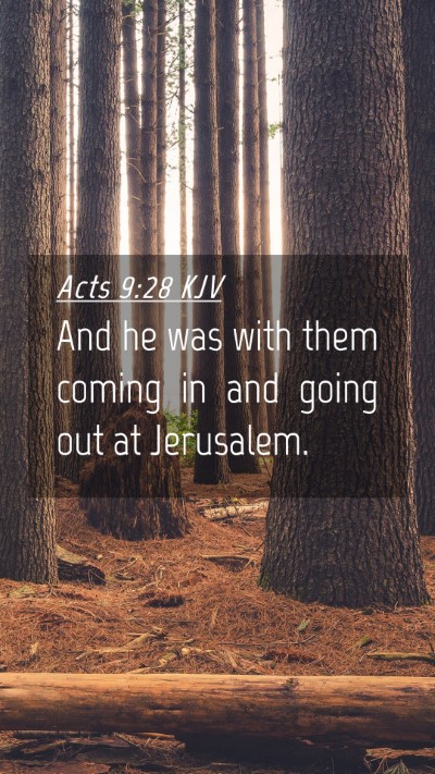 Picture 04 - Acts 9:28 KJV Mobile Phone Wallpaper - And he was with them coming in and going out at - Mobile Bible Verse Wallpaper