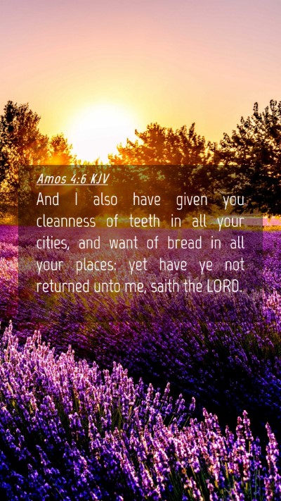 Picture 04 - Amos 4:6 KJV Mobile Phone Wallpaper - And I also have given you cleanness of teeth in - Mobile Bible Verse Wallpaper