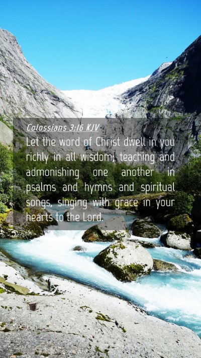 Picture 04 - Colossians 3:16 KJV Mobile Phone Wallpaper - Let the word of Christ dwell in you richly in all - Mobile Bible Verse Wallpaper