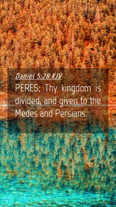 Picture 04 - Daniel 5:28 KJV Mobile Phone Wallpaper - PERES; Thy kingdom is divided, and given to the - Mobile Bible Verse Wallpaper