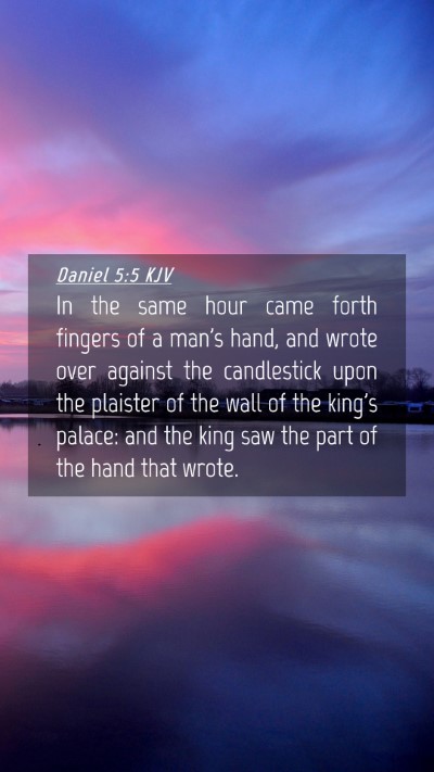 Picture 04 - Daniel 5:5 KJV Mobile Phone Wallpaper - In the same hour came forth fingers of a man's - Mobile Bible Verse Wallpaper