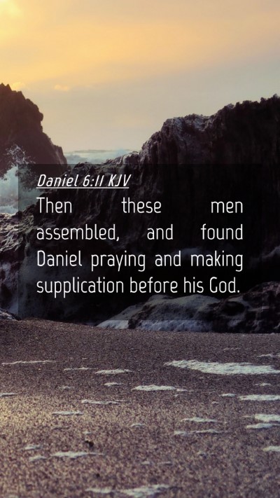 Picture 04 - Daniel 6:11 KJV Mobile Phone Wallpaper - Then these men assembled, and found Daniel - Mobile Bible Verse Wallpaper