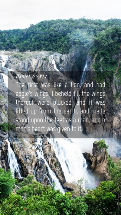 Picture 04 - Daniel 7:4 KJV Mobile Phone Wallpaper - The first was like a lion, and had eagle's wings: - Mobile Bible Verse Wallpaper