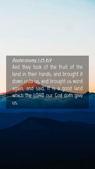 Picture 04 - Deuteronomy 1:25 KJV Mobile Phone Wallpaper - And they took of the fruit of the land in their - Mobile Bible Verse Wallpaper