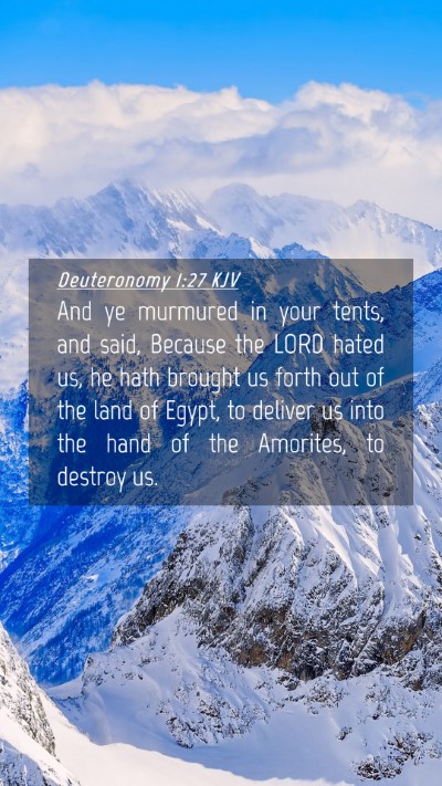 Picture 04 - Deuteronomy 1:27 KJV Mobile Phone Wallpaper - And ye murmured in your tents, and said, Because - Mobile Bible Verse Wallpaper