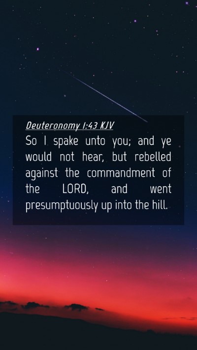 Picture 04 - Deuteronomy 1:43 KJV Mobile Phone Wallpaper - So I spake unto you; and ye would not hear, but - Mobile Bible Verse Wallpaper