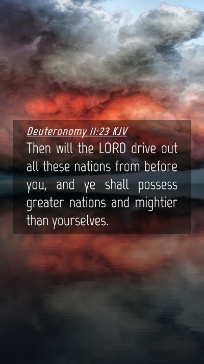 Picture 04 - Deuteronomy 11:23 KJV Mobile Phone Wallpaper - Then will the LORD drive out all these nations - Mobile Bible Verse Wallpaper