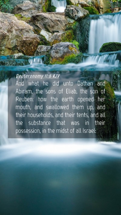 Picture 04 - Deuteronomy 11:6 KJV Mobile Phone Wallpaper - And what he did unto Dathan and Abiram, the sons - Mobile Bible Verse Wallpaper