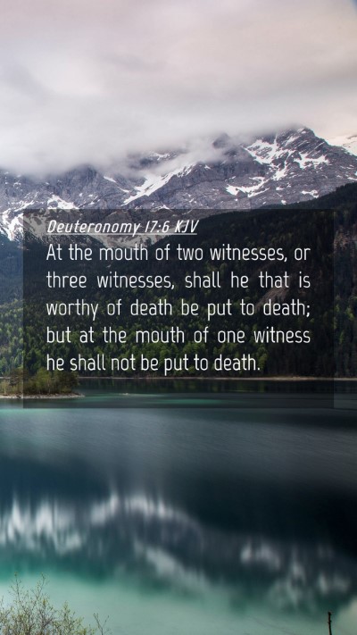Picture 04 - Deuteronomy 17:6 KJV Mobile Phone Wallpaper - At the mouth of two witnesses, or three - Mobile Bible Verse Wallpaper