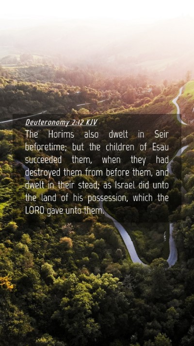 Picture 04 - Deuteronomy 2:12 KJV Mobile Phone Wallpaper - The Horims also dwelt in Seir beforetime; but the - Mobile Bible Verse Wallpaper