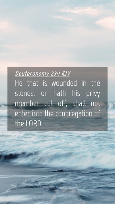 Picture 04 - Deuteronomy 23:1 KJV Mobile Phone Wallpaper - He that is wounded in the stones, or hath his - Mobile Bible Verse Wallpaper