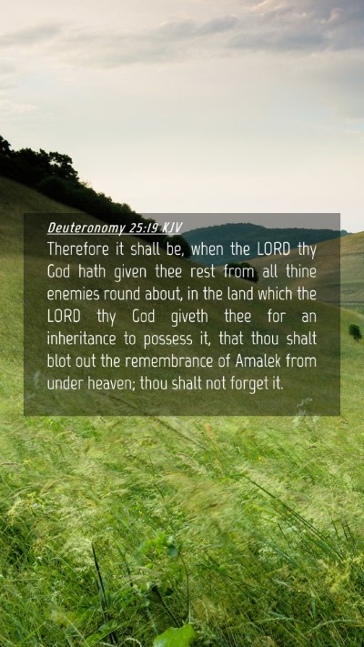 Picture 04 - Deuteronomy 25:19 KJV Mobile Phone Wallpaper - Therefore it shall be, when the LORD thy God hath - Mobile Bible Verse Wallpaper