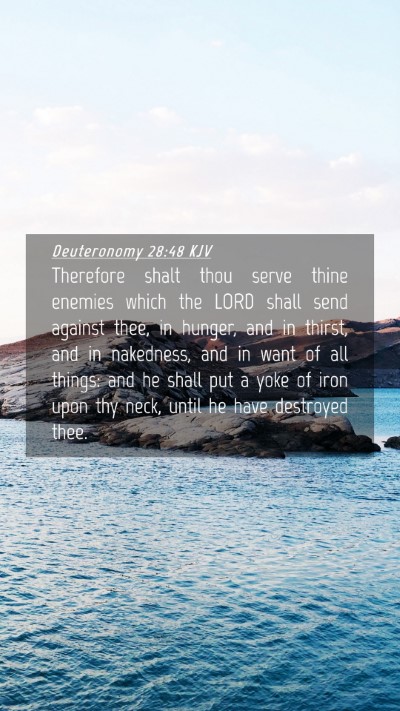 Picture 04 - Deuteronomy 28:48 KJV Mobile Phone Wallpaper - Therefore shalt thou serve thine enemies which - Mobile Bible Verse Wallpaper