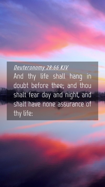 Picture 04 - Deuteronomy 28:66 KJV Mobile Phone Wallpaper - And thy life shall hang in doubt before thee; and - Mobile Bible Verse Wallpaper