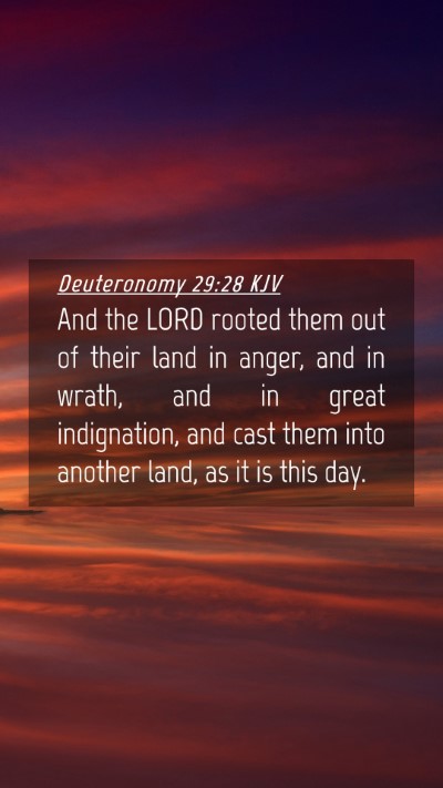 Picture 04 - Deuteronomy 29:28 KJV Mobile Phone Wallpaper - And the LORD rooted them out of their land in - Mobile Bible Verse Wallpaper