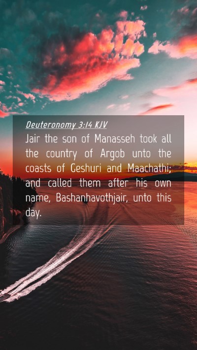 Picture 04 - Deuteronomy 3:14 KJV Mobile Phone Wallpaper - Jair the son of Manasseh took all the country of - Mobile Bible Verse Wallpaper