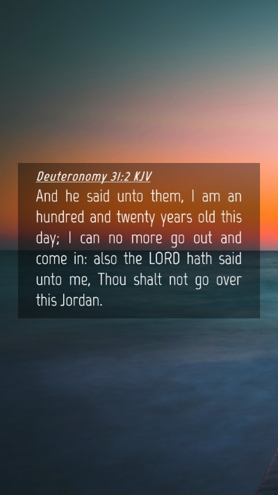 Picture 04 - Deuteronomy 31:2 KJV Mobile Phone Wallpaper - And he said unto them, I am an hundred and twenty - Mobile Bible Verse Wallpaper